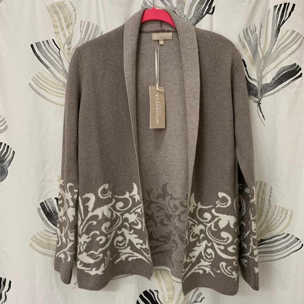 NWT Benedetta B. Sweater taupe with ivory S Italy
